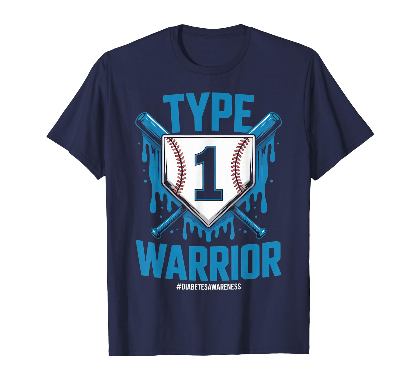 Type 1 Warrior Diabetes Awareness Baseball Enthusiasts T-Shirt