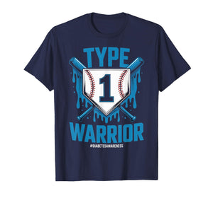 Type 1 Warrior Diabetes Awareness Baseball Enthusiasts T-Shirt