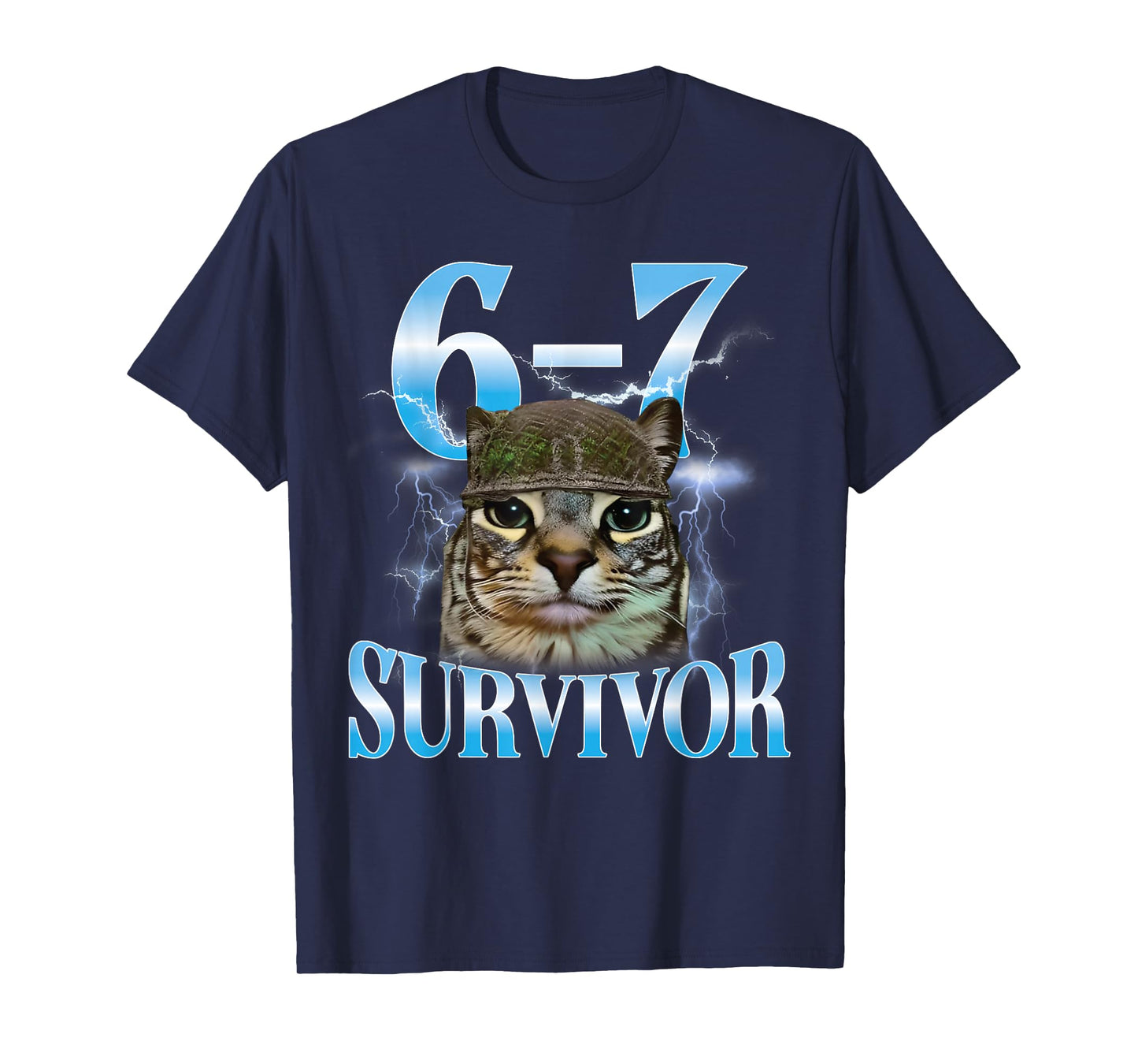 Funny Saying 67 Cats Tummy Ache Survivor Cat Meme Six Seven T-Shirt