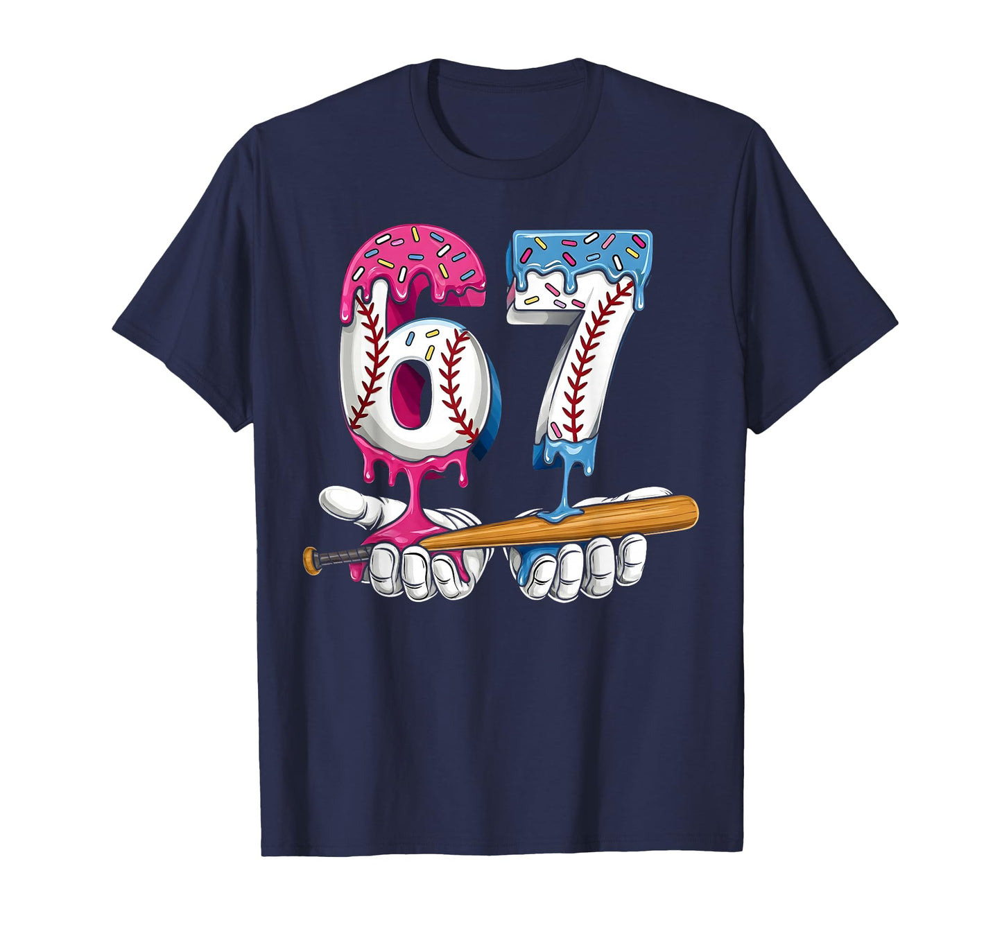 Baseball 67 Ice Cream Drip Six Seven Boys Funny Meme T-Shirt