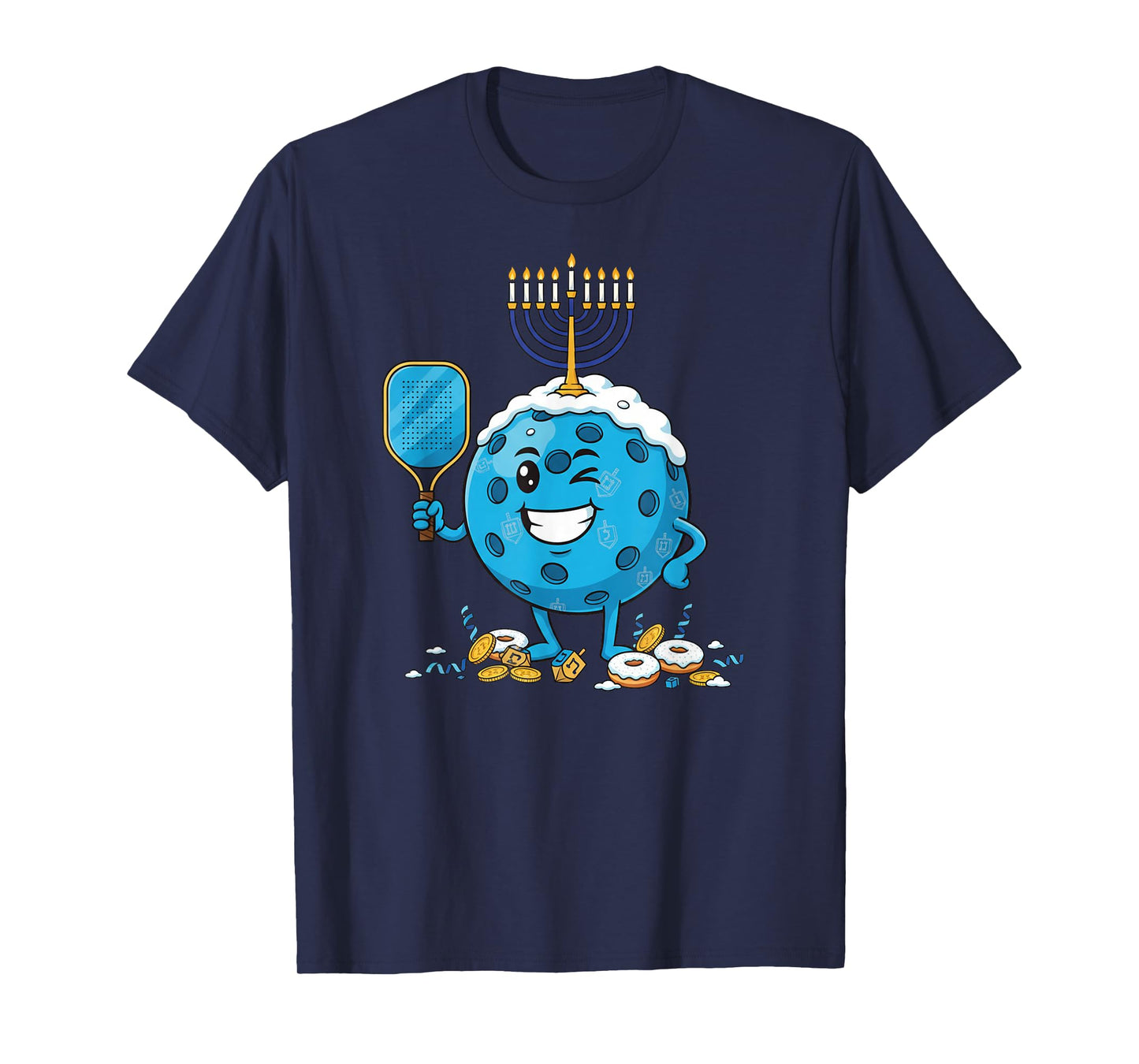 Funny Pickleball Dreidel Menorah Hanukkah Kids Womens Mens T-Shirt