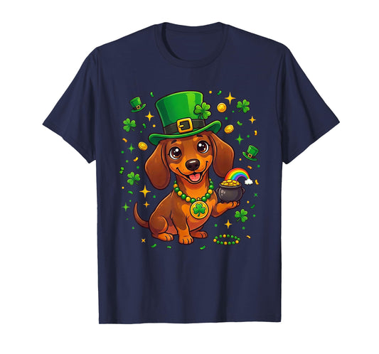 Dachshund St Patrick's Shamrock Lucky Celtic Wiener Dog T-Shirt