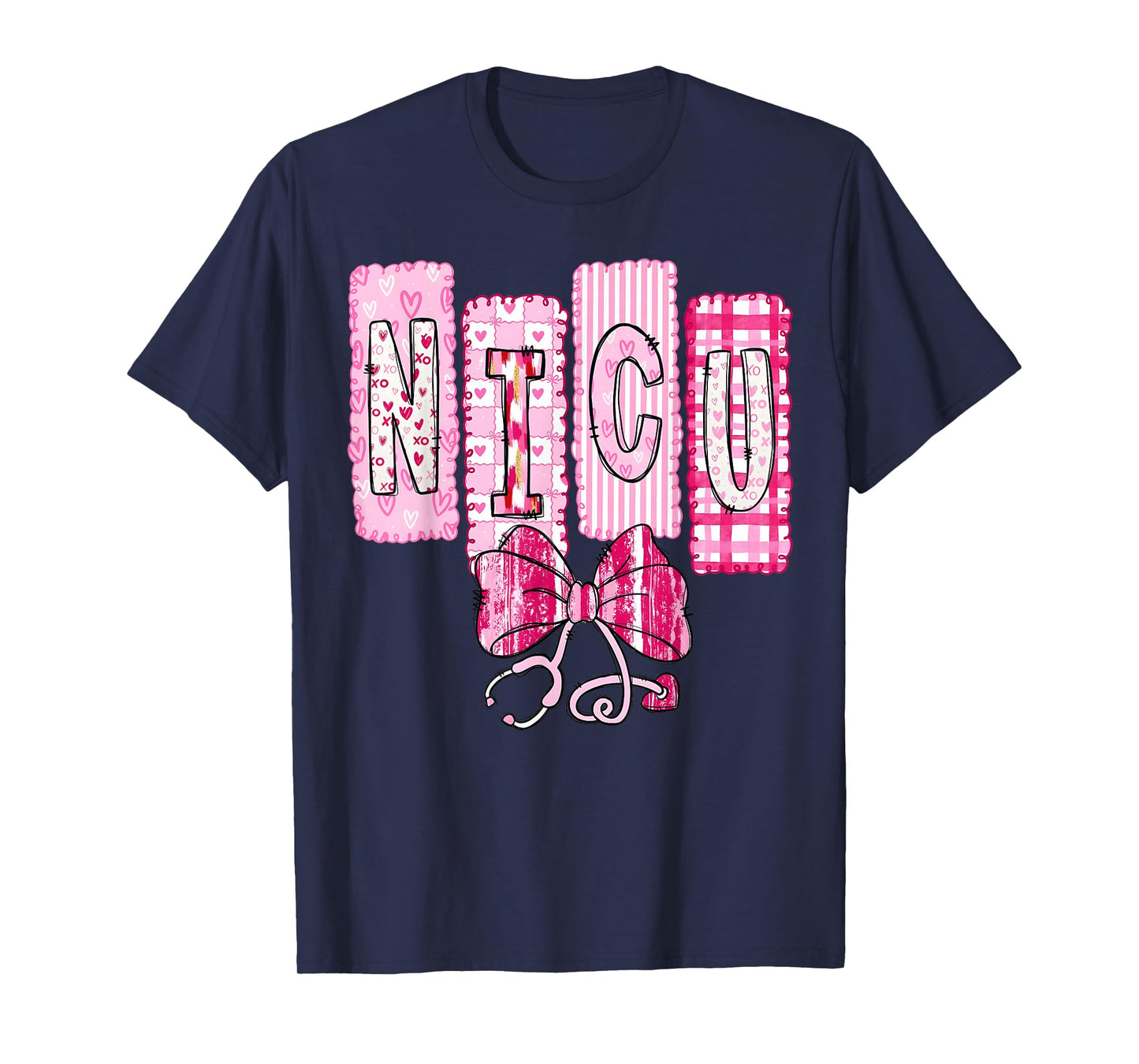 Valentine NICU Nurse Coquette Bow Stethoscope Girl Women T-Shirt