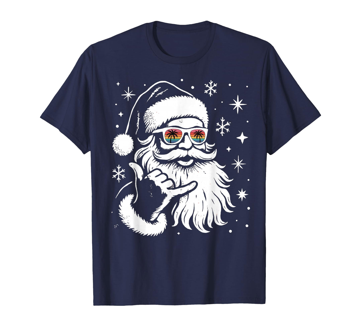 Hanging Loose Tropical Sunglasses Santa T-Shirt