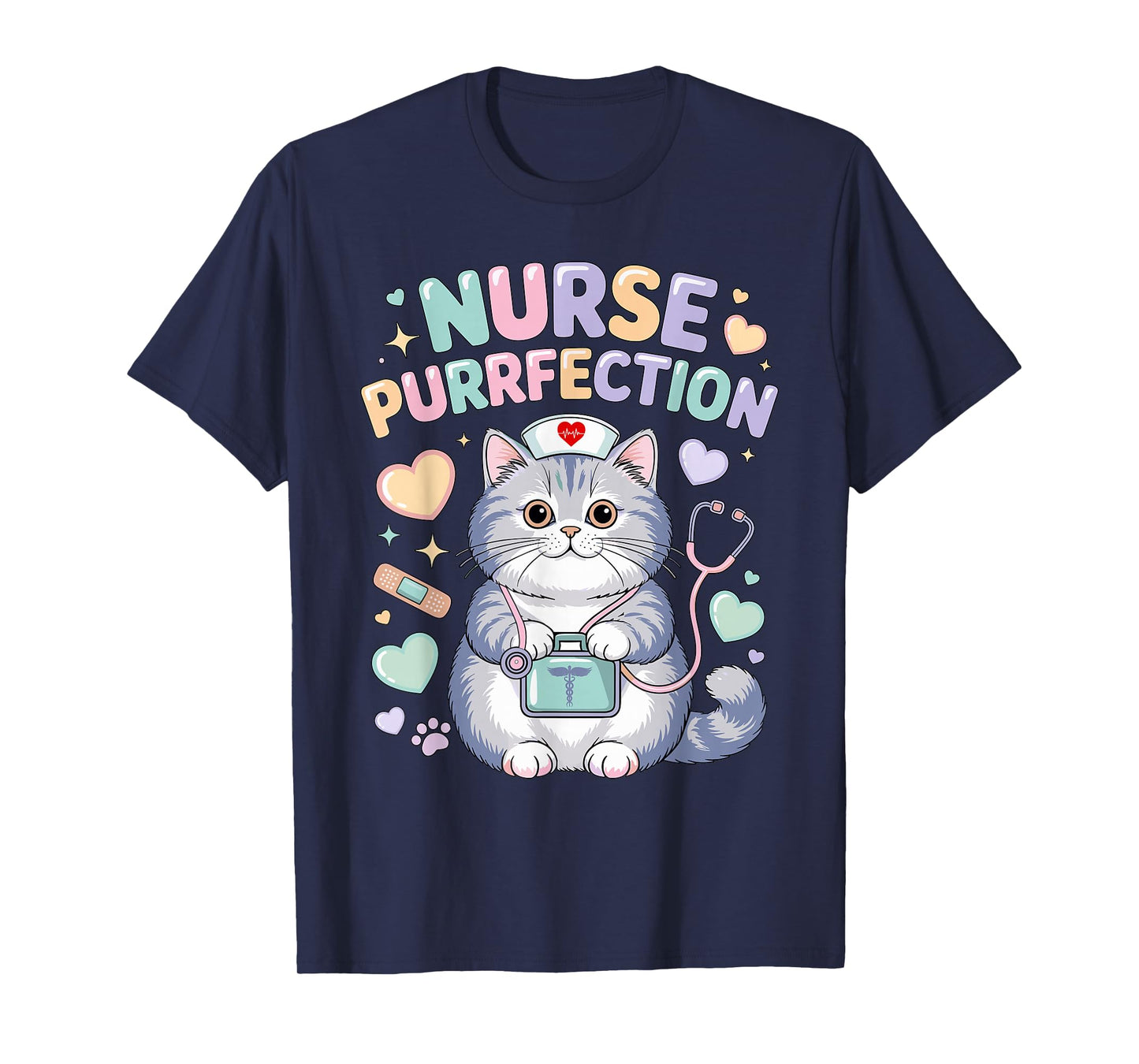 Funny Nurse Cat Pun Purrfection Kitten Lover Cute Nursing T-Shirt