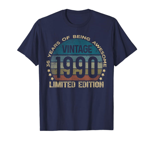 36 Year Old Gifts Vintage 1990 Limited Edition 36th Birthday T-Shirt