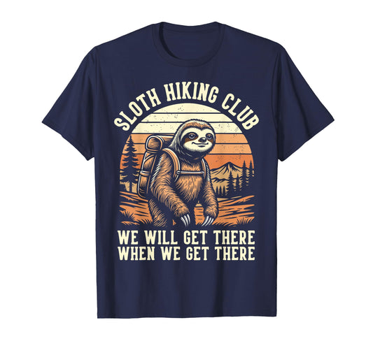 Funny Sloth Hiking Club Outdoor Hiker Men Women Vintage T-Shirt