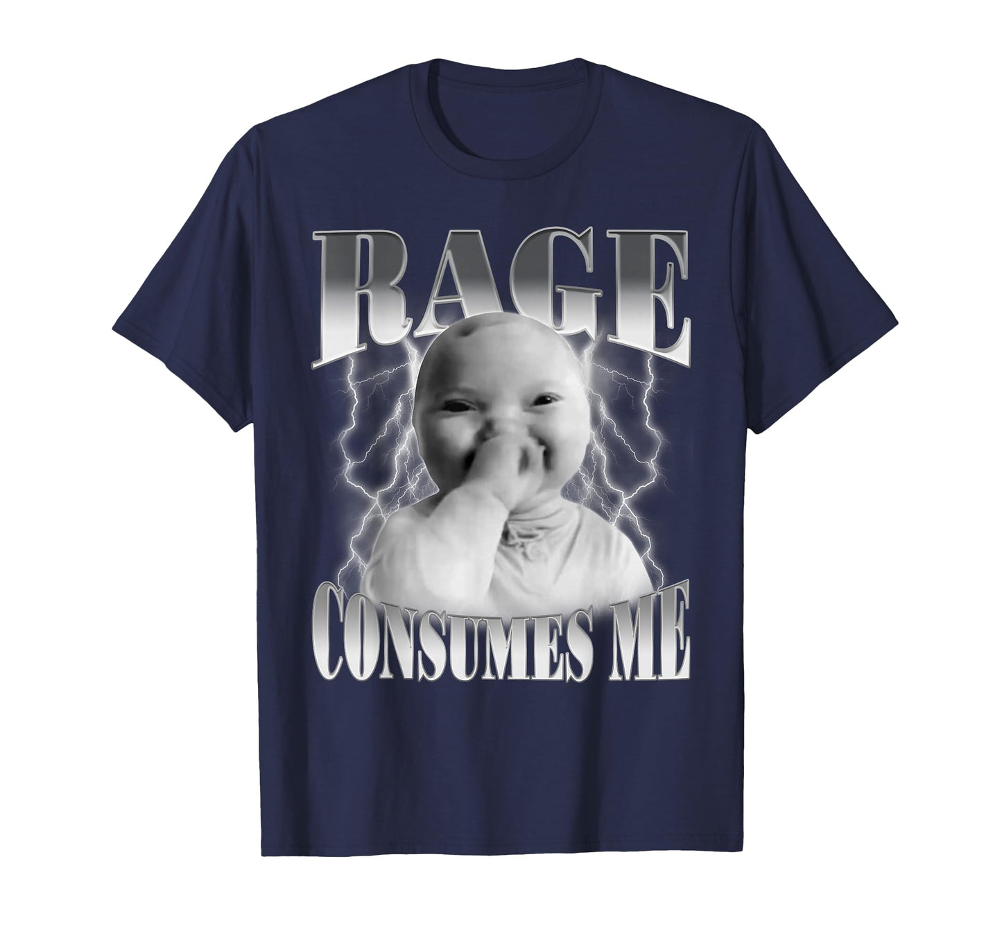 Rage Consumes Me Funny Ai Baby Holding Laugh Brainrot Meme T-Shirt