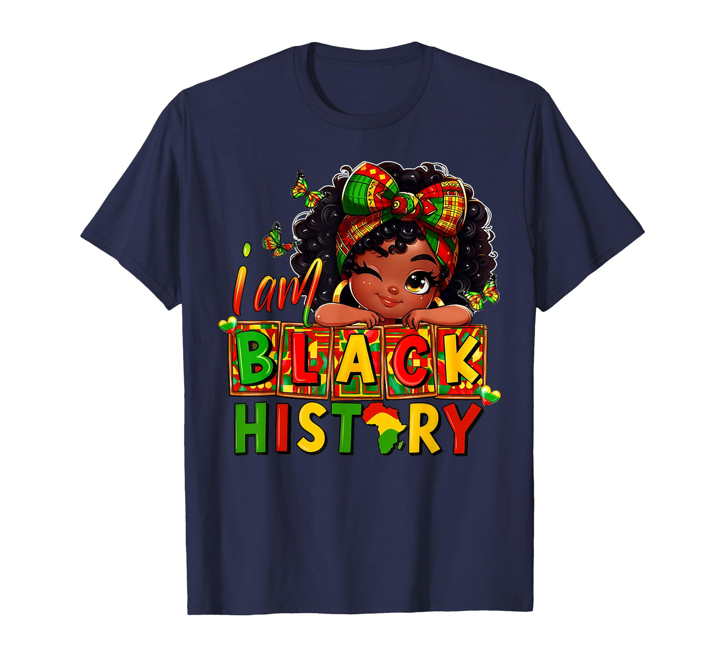 I Am Black History Afro Girl Melanin Princess Kids T-Shirt
