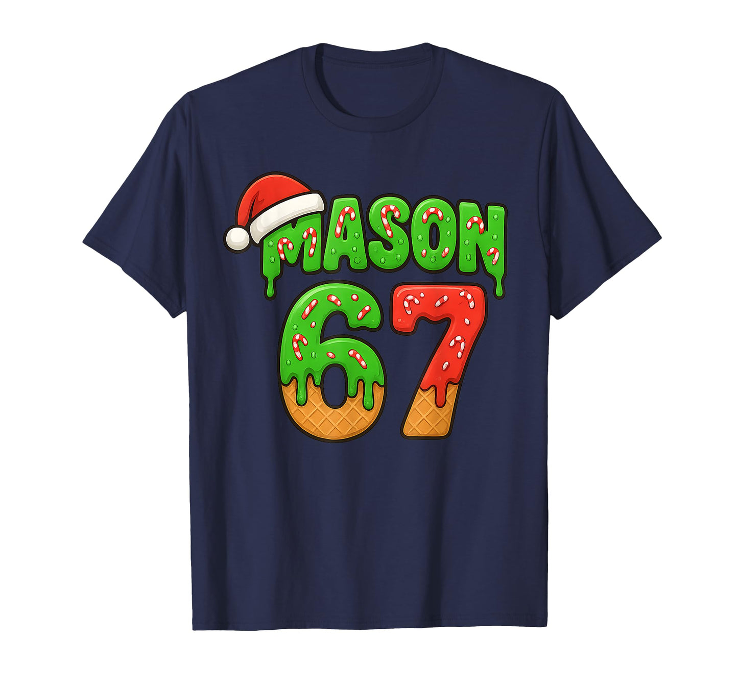 Mason 67 Christmas Ice Cream Drip Meme Six Seven Baseball T-Shirt