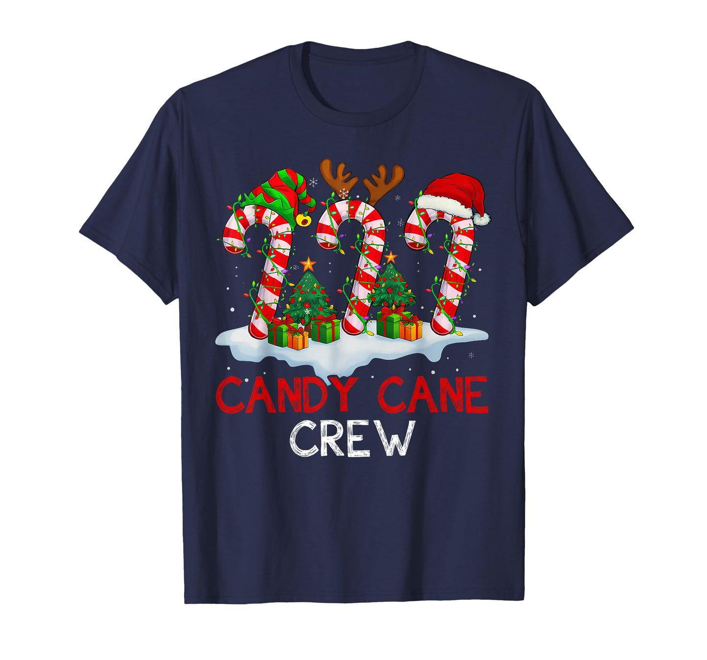 Candy Cane Crew Shirt Adult Men Women Kids Christmas Pajamas T-Shirt