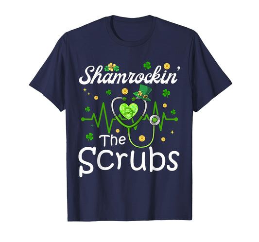Shamrockin' Stethoscope Heartbeat Nurse St Patricks Day Girl T-Shirt