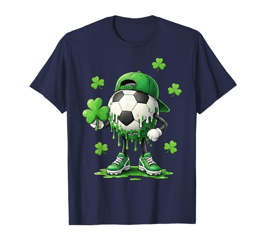 St Patrick Day Soccer Shamrock Drip Sport Love Men Boys Kids T-Shirt