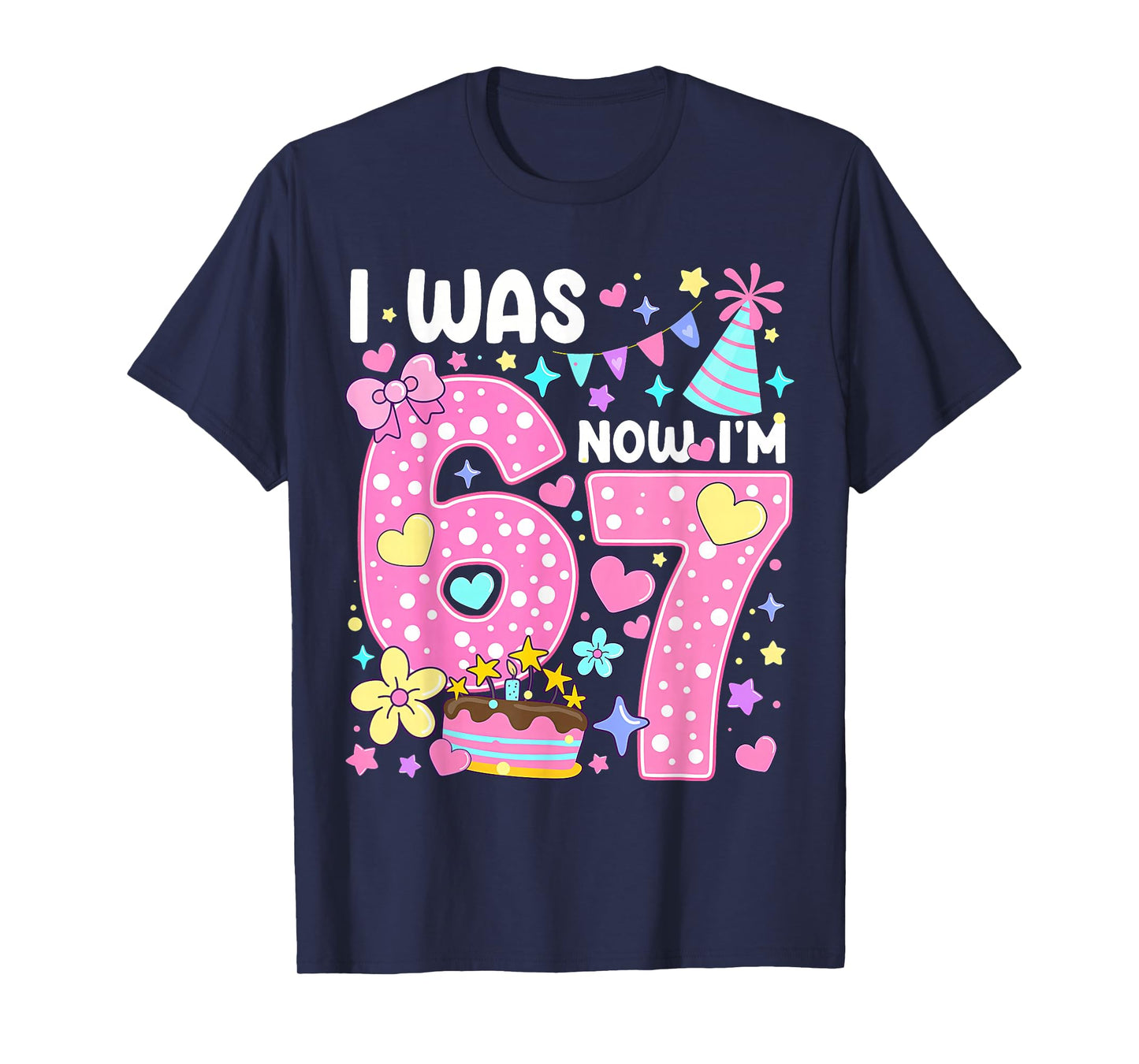 I was 6 Now I'm 7 7th Birthday Girl Pink Coquette Bow Floral T-Shirt