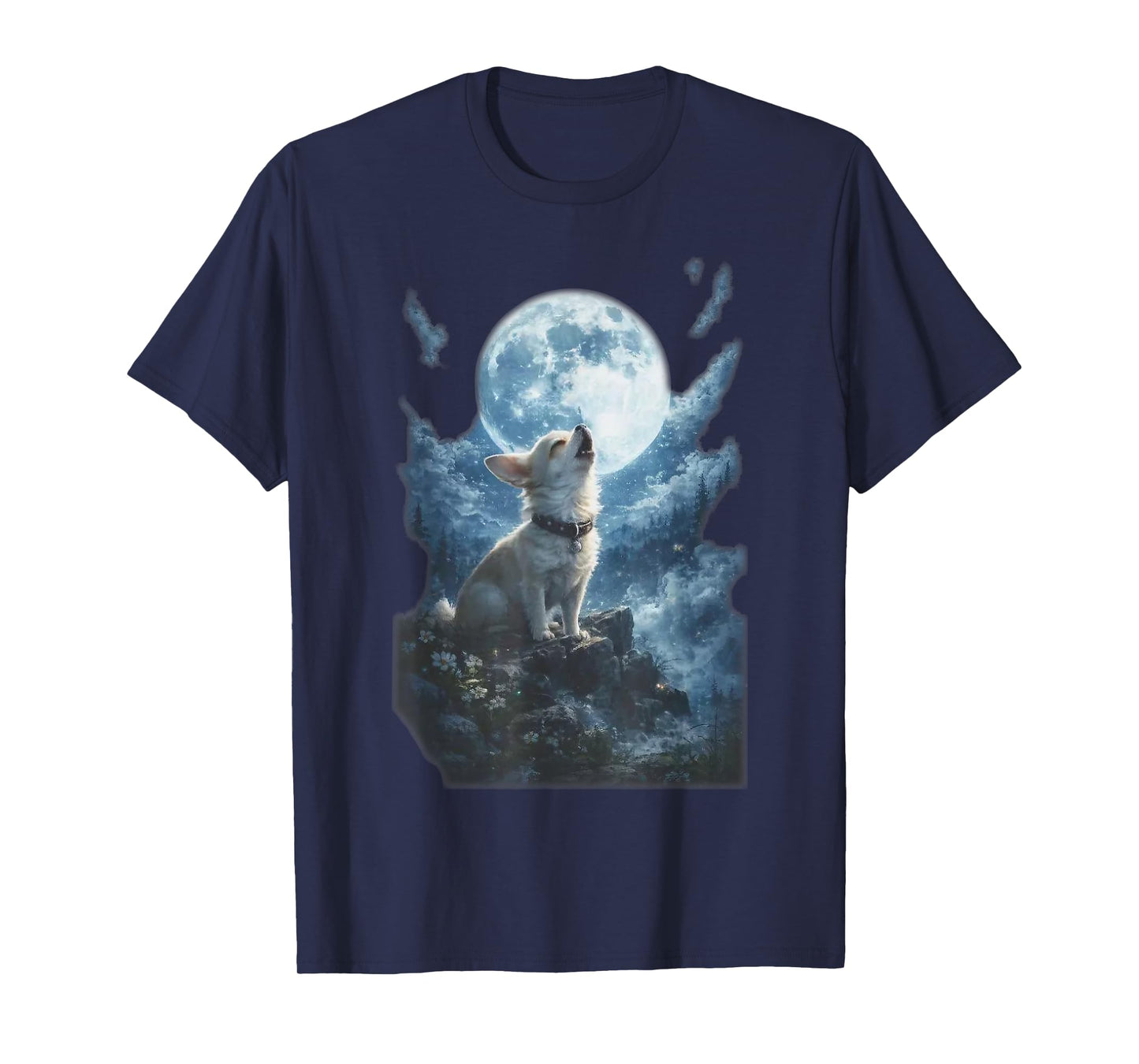 Chihuahua Howling to The Moon Vintage Funny Chihuahua Dog T-Shirt