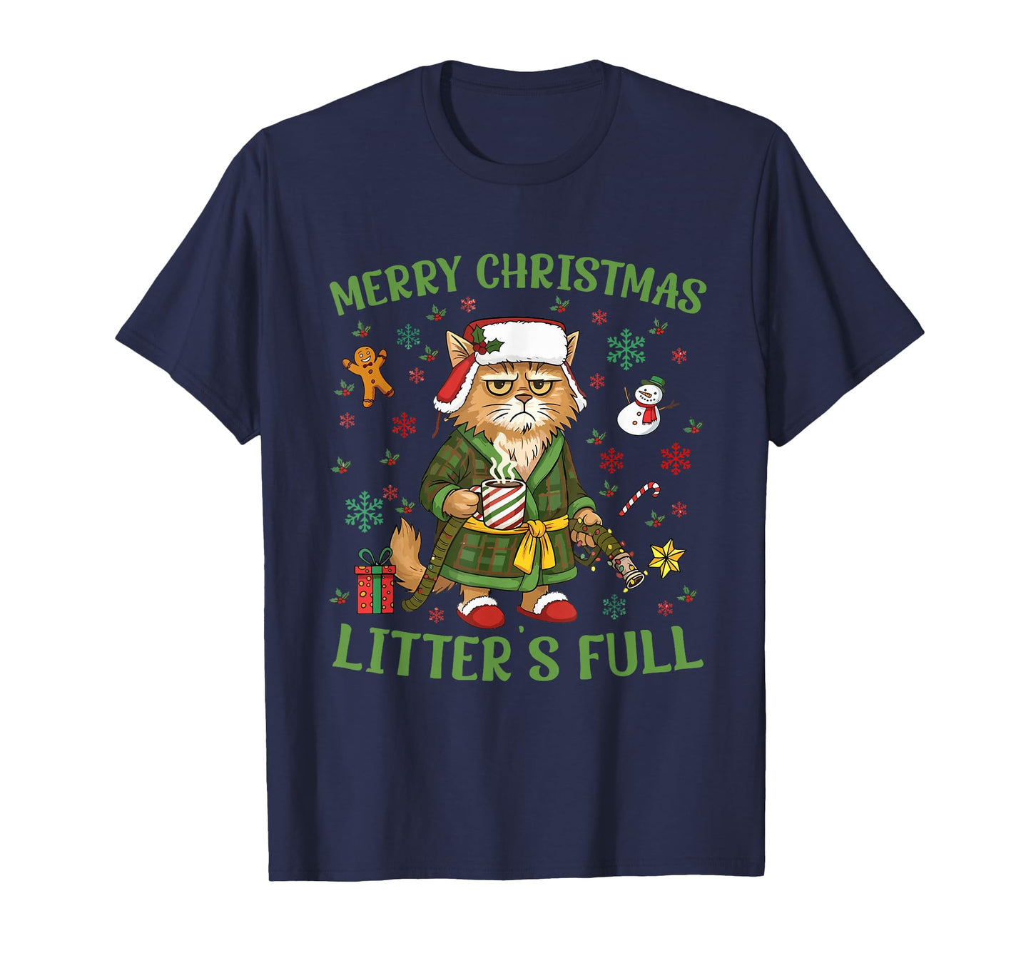 Funny Litter’s Full Cat Parody Tee Christmas T-Shirt