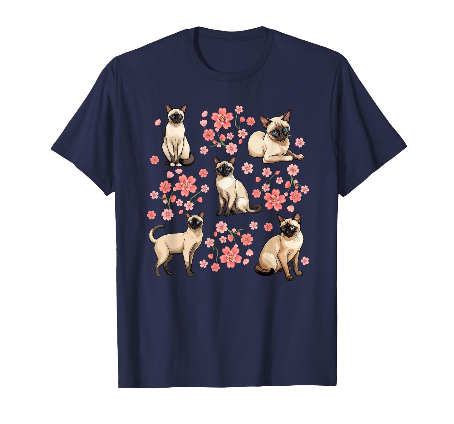 Siamese Cat Flowers Siamese Owner Siamese Cat Lover T-Shirt