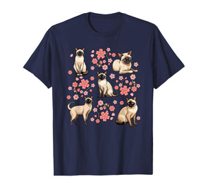 Siamese Cat Flowers Siamese Owner Siamese Cat Lover T-Shirt