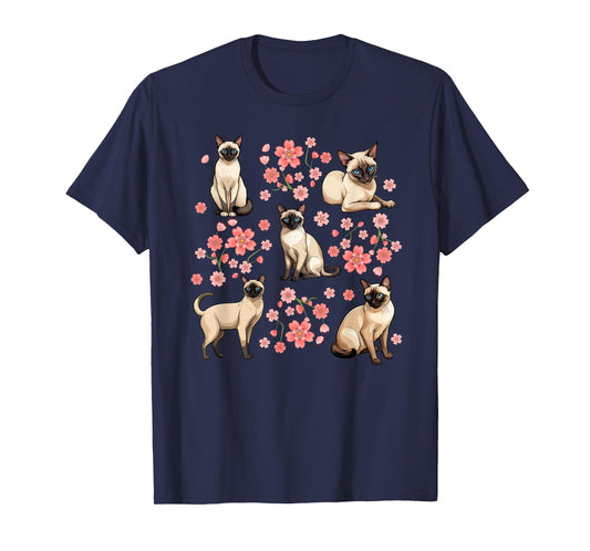 Siamese Cat Flowers Siamese Owner Siamese Cat Lover T-Shirt