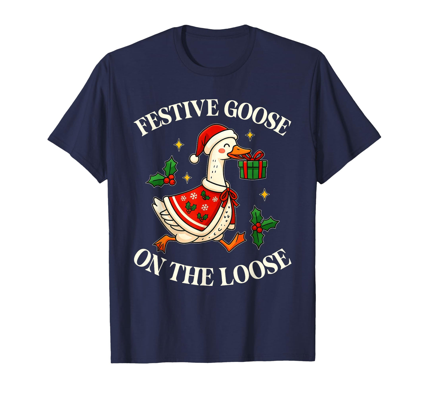 Festive Goose On The Loose Funny Goosemas Christmas Pajama T-Shirt
