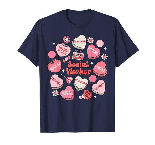 Social Worker Heart Candy Valentine Day Coping Skills LMSW T-Shirt
