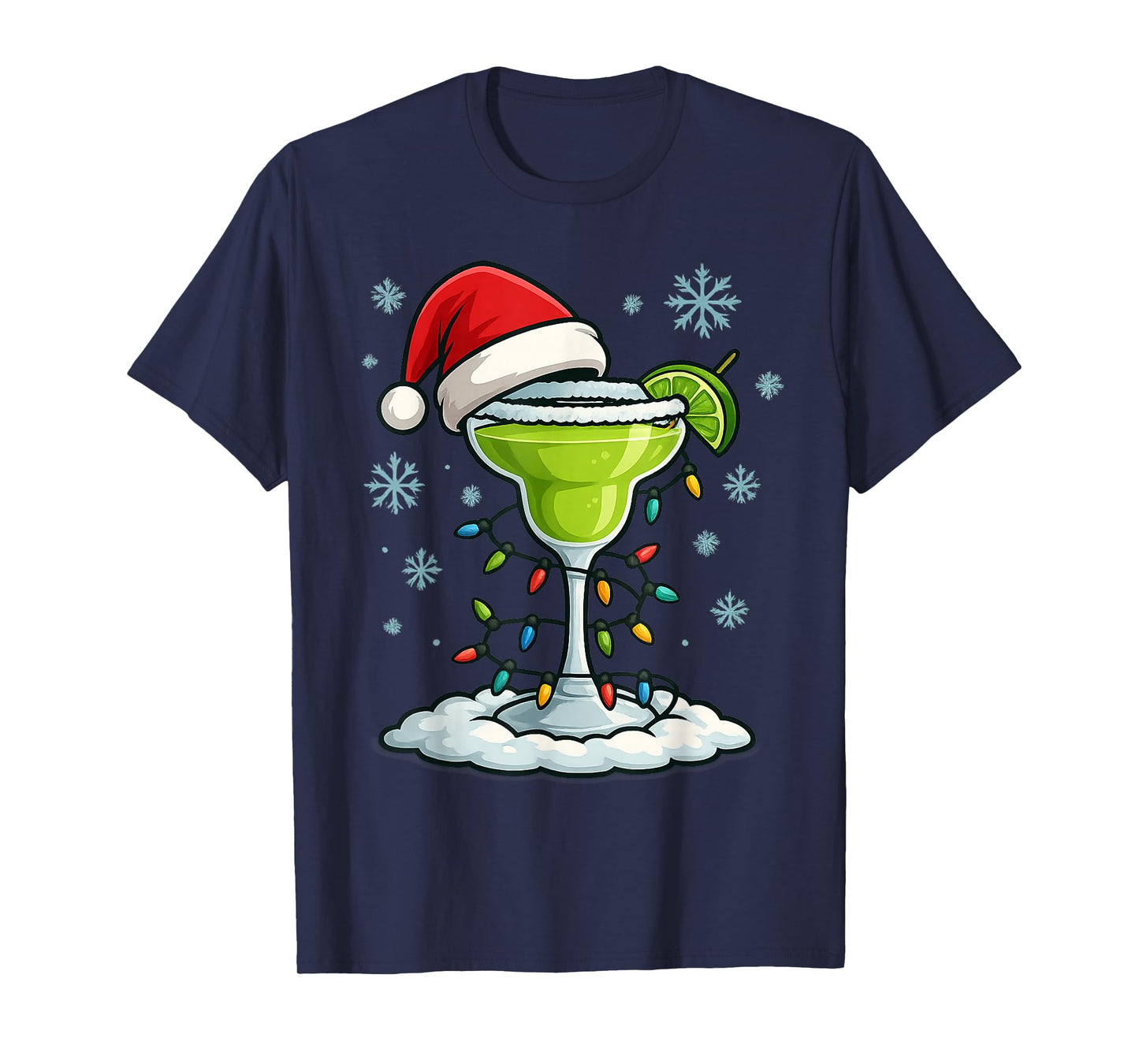 Fun Christmas Lights Wrapped On Spicy Lime Margarita Lover T-Shirt