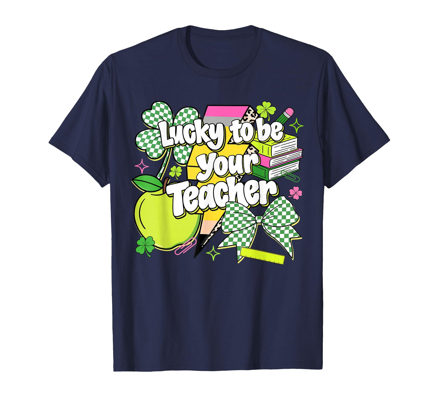 Lucky to Be Your Teacher St Patrick Day Coquette Bow Teacher T-Shirt