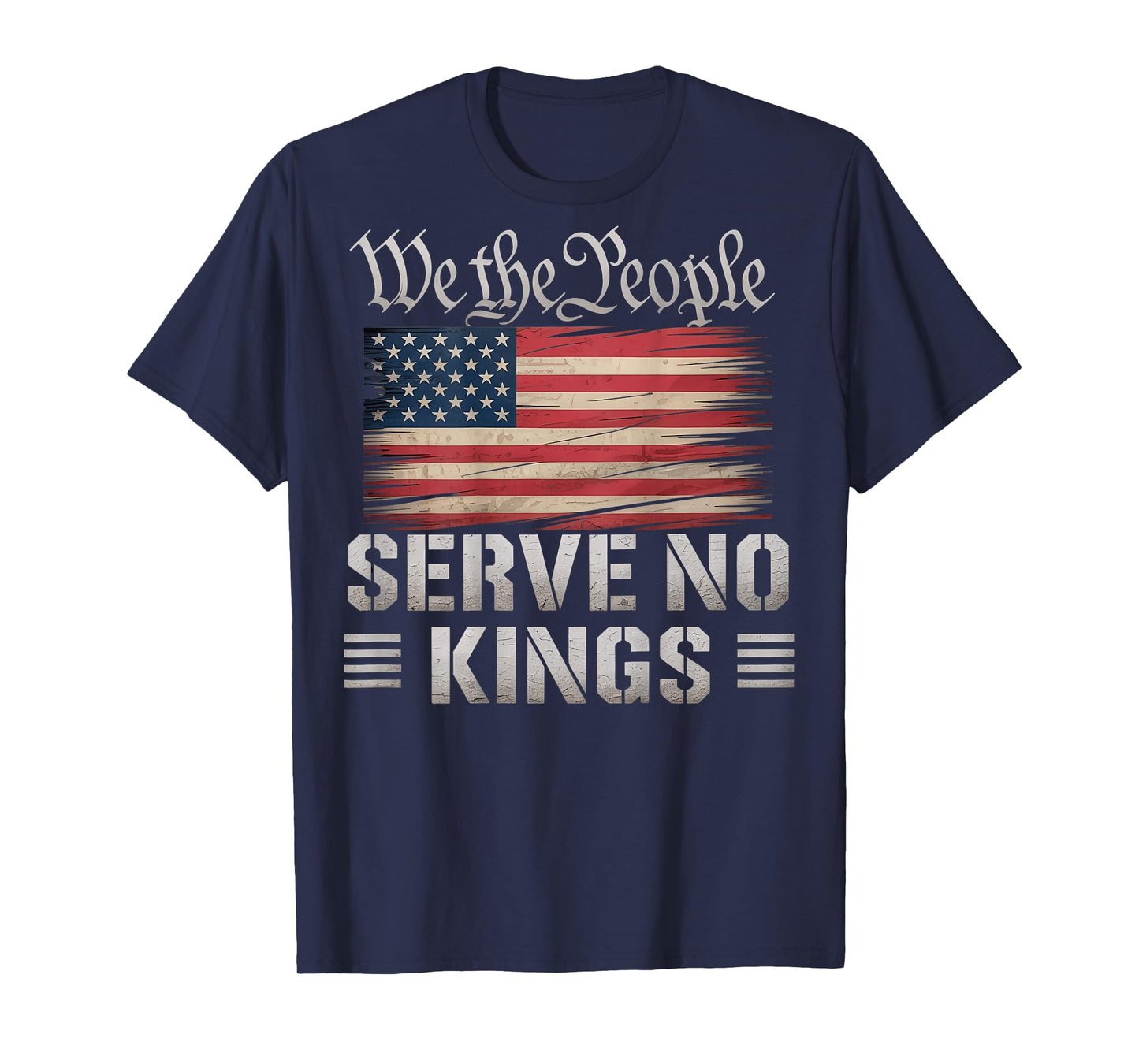 No Kings Day Vintage Patriotic No Kings 2025 (On Back) T-Shirt