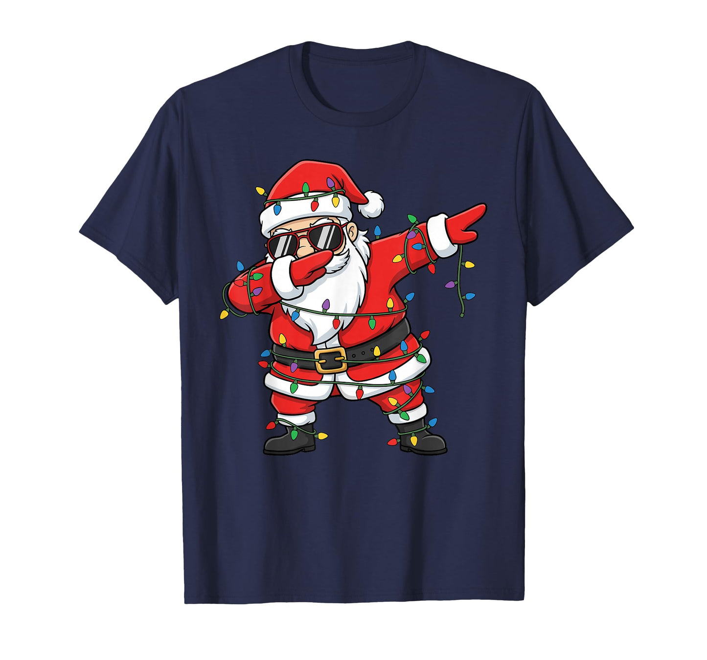 Funny Dabbing Santa Xmas Lights Men Boys Girls Christmas T-Shirt