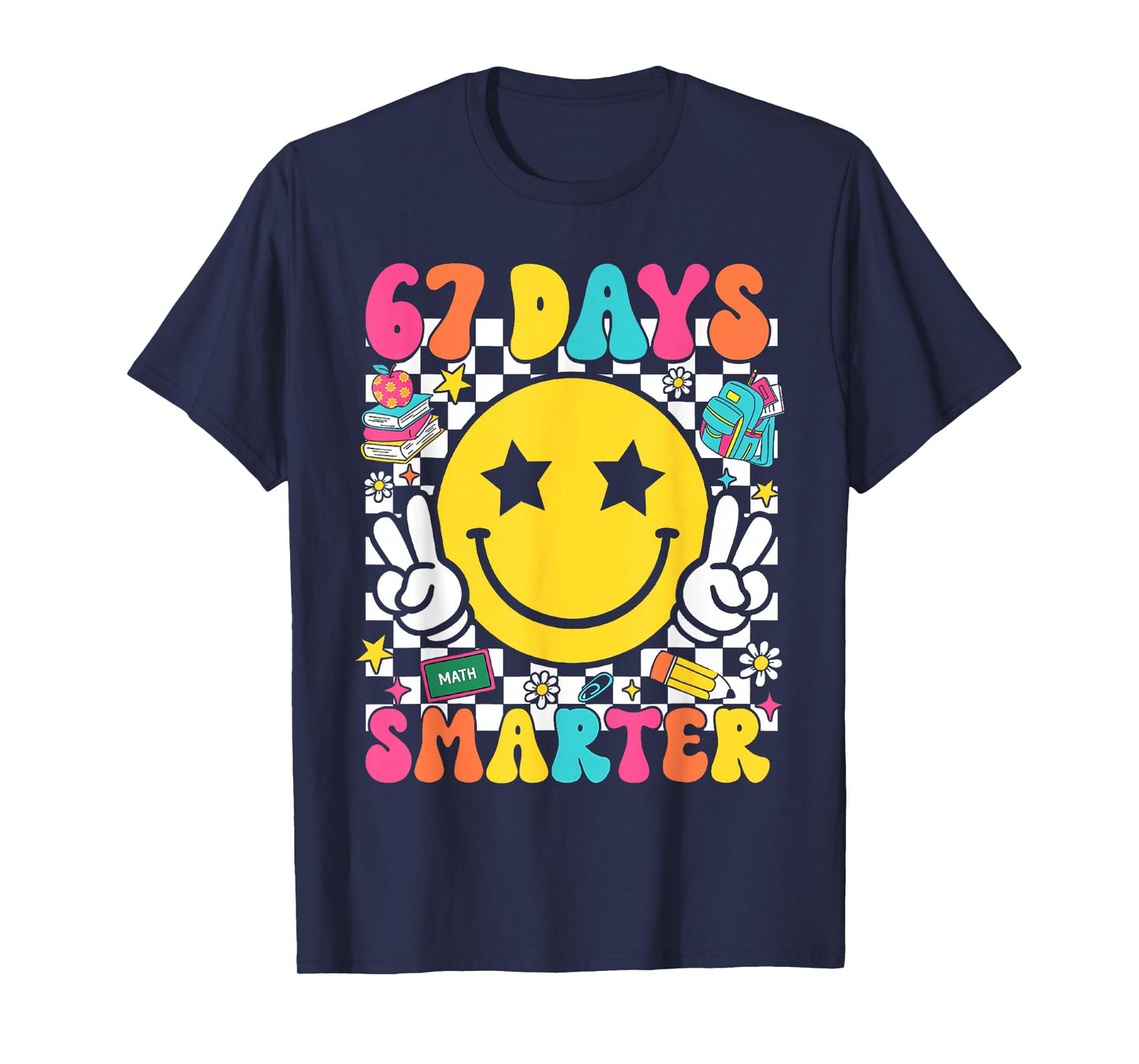 67th Day of School 67 Days Smarter Teacher Student Groovy T-Shirt