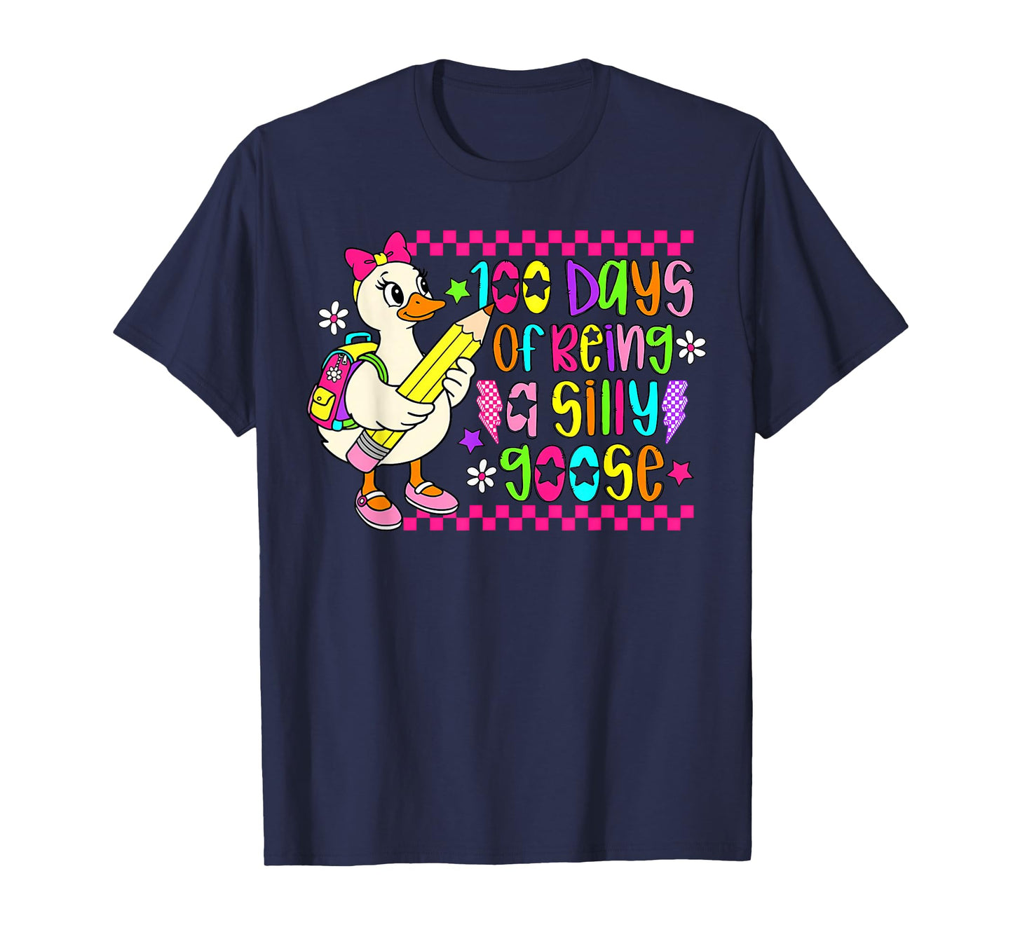 100 Days of School Girls Teacher 100th Day Silly Goose T-Shirt