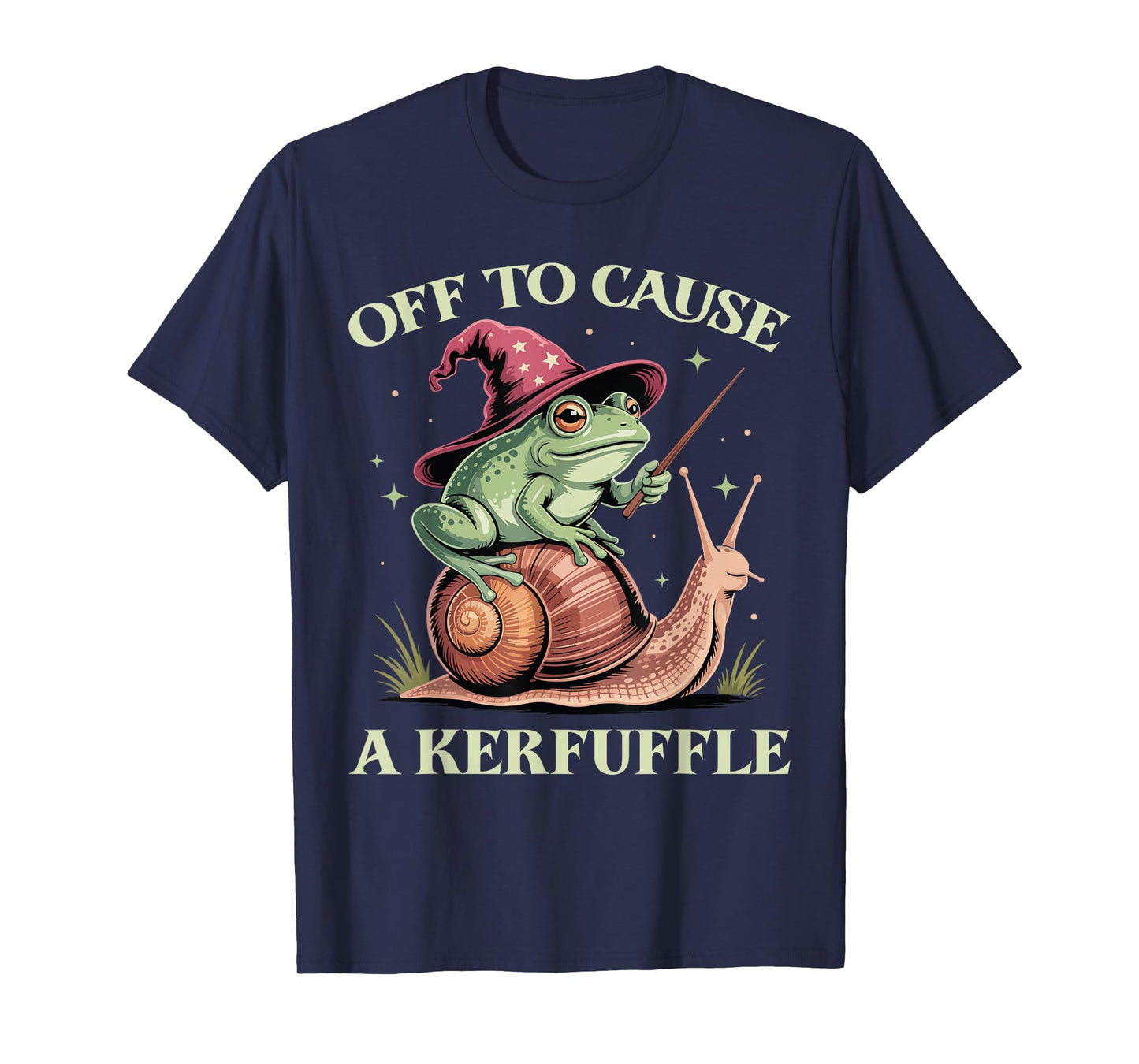 Off to Cause A Kerfuffle Whimsical Wizard Frog Meme Men T-Shirt