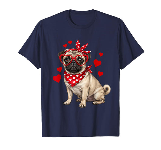 Pug Valentines Day Dog Lover Heart T-Shirt
