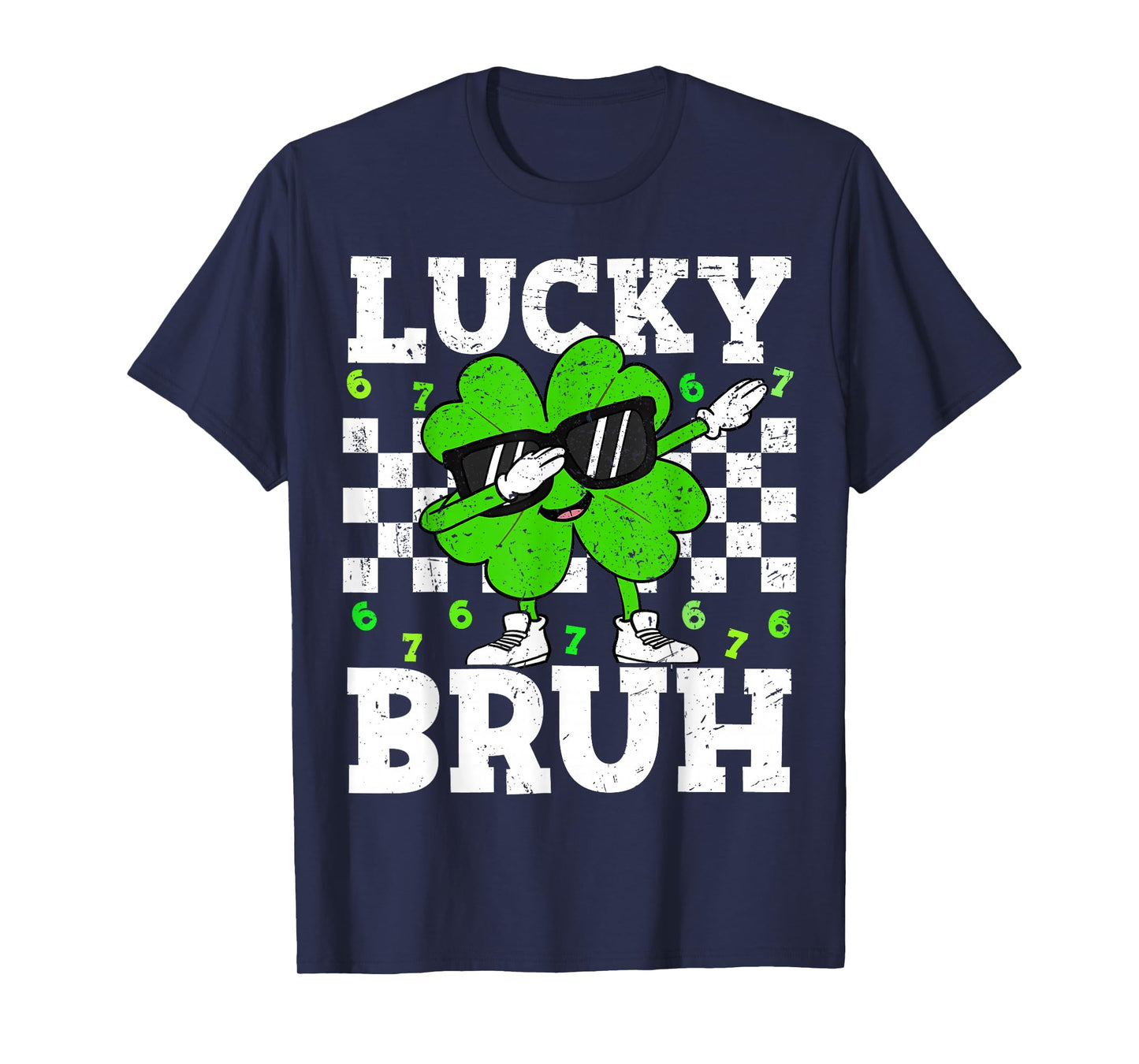 Boys St Patricks Day 67 Lucky Bruh Dabbing Shamrock Clover T-Shirt