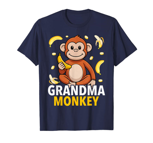 Grandma Monkey Banana Print Monkeys Bananas T-Shirt