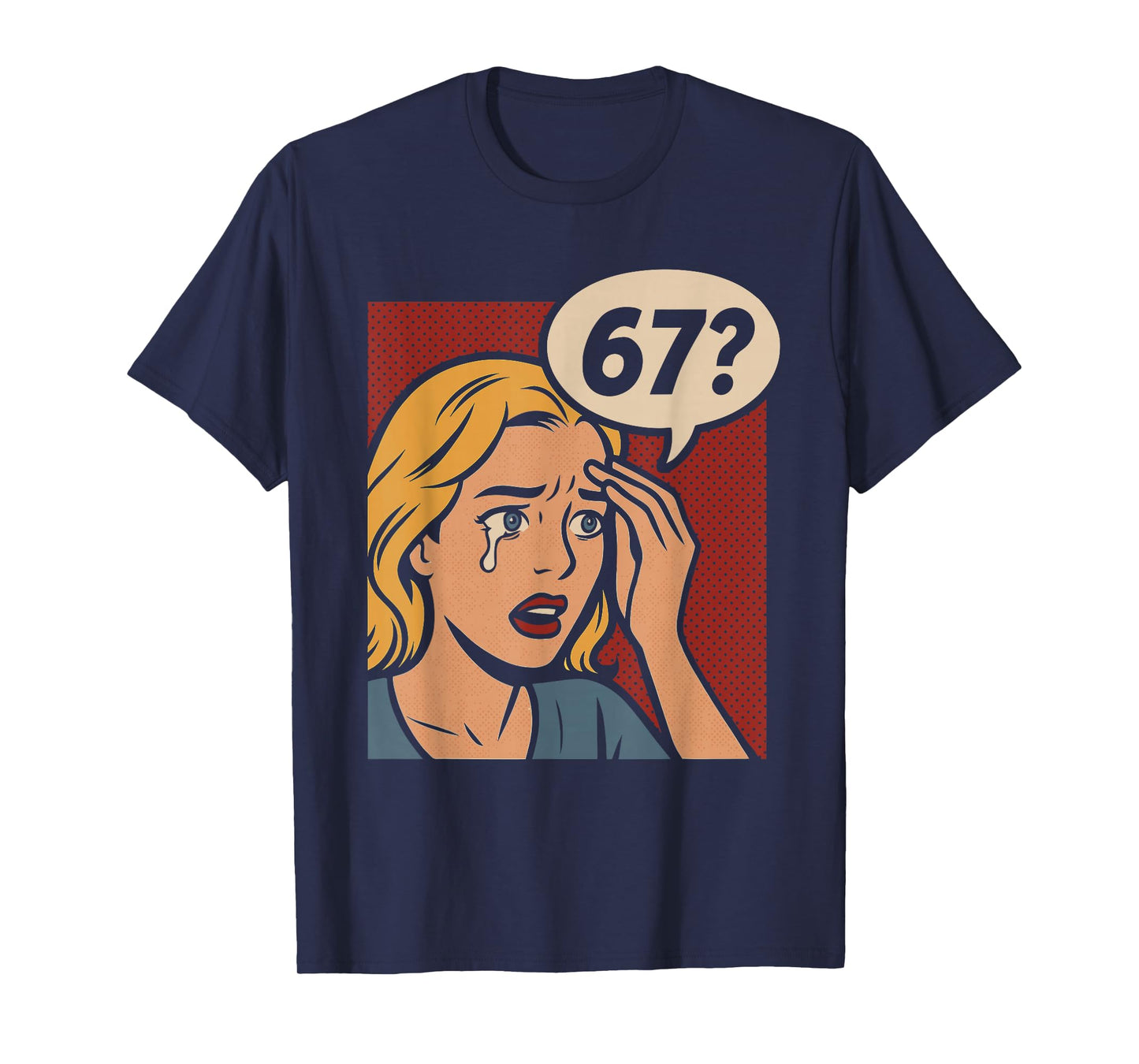 Retro Pop Art Comic 6x7 Funny Math Meme 67 Question Brainrot T-Shirt