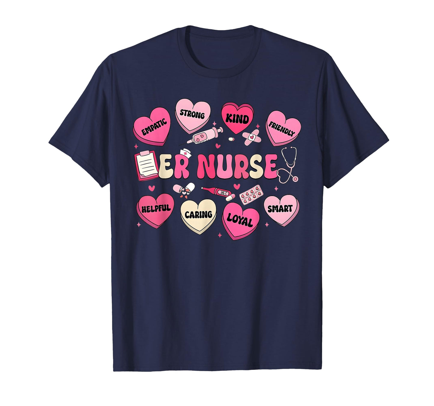 Valentine ER Nurse Hearts Coquette Pink Women T-Shirt