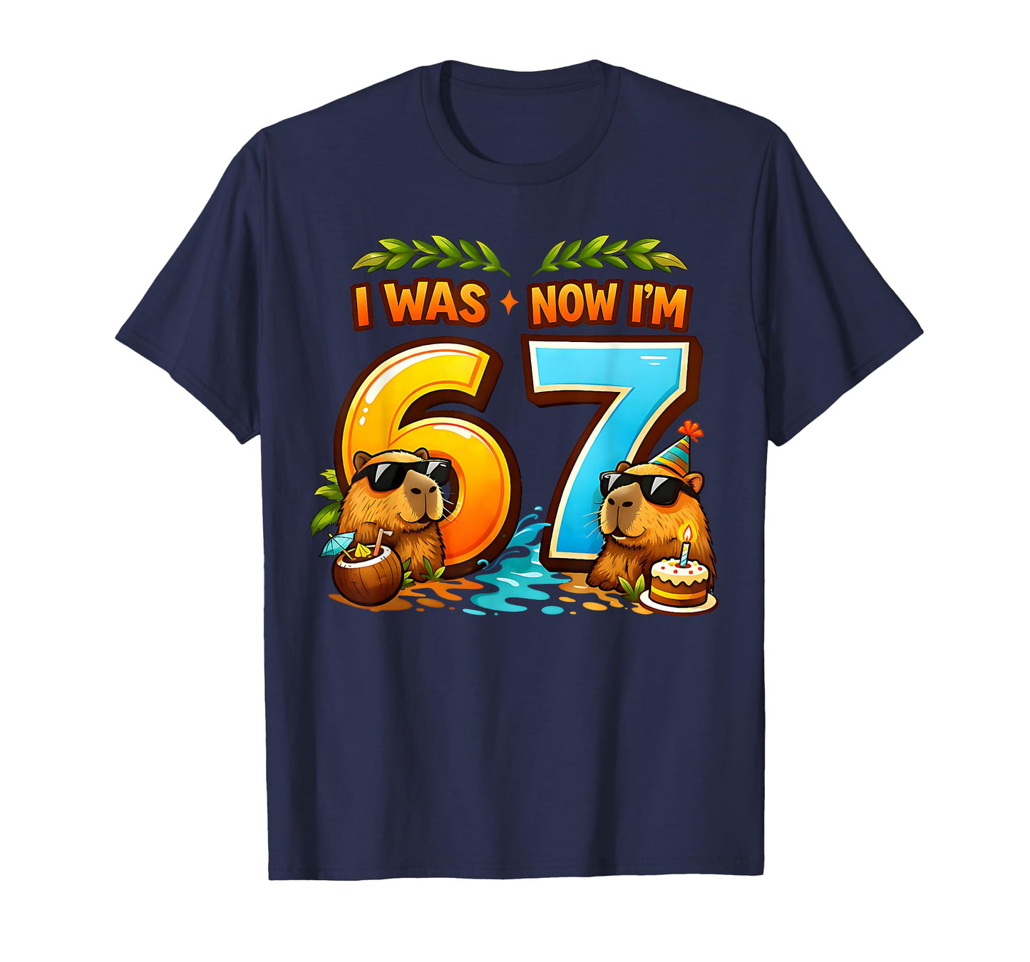 I was 6 Now I'm 7 Birthday 67 Meme Capybara Kids Boys Girls T-Shirt