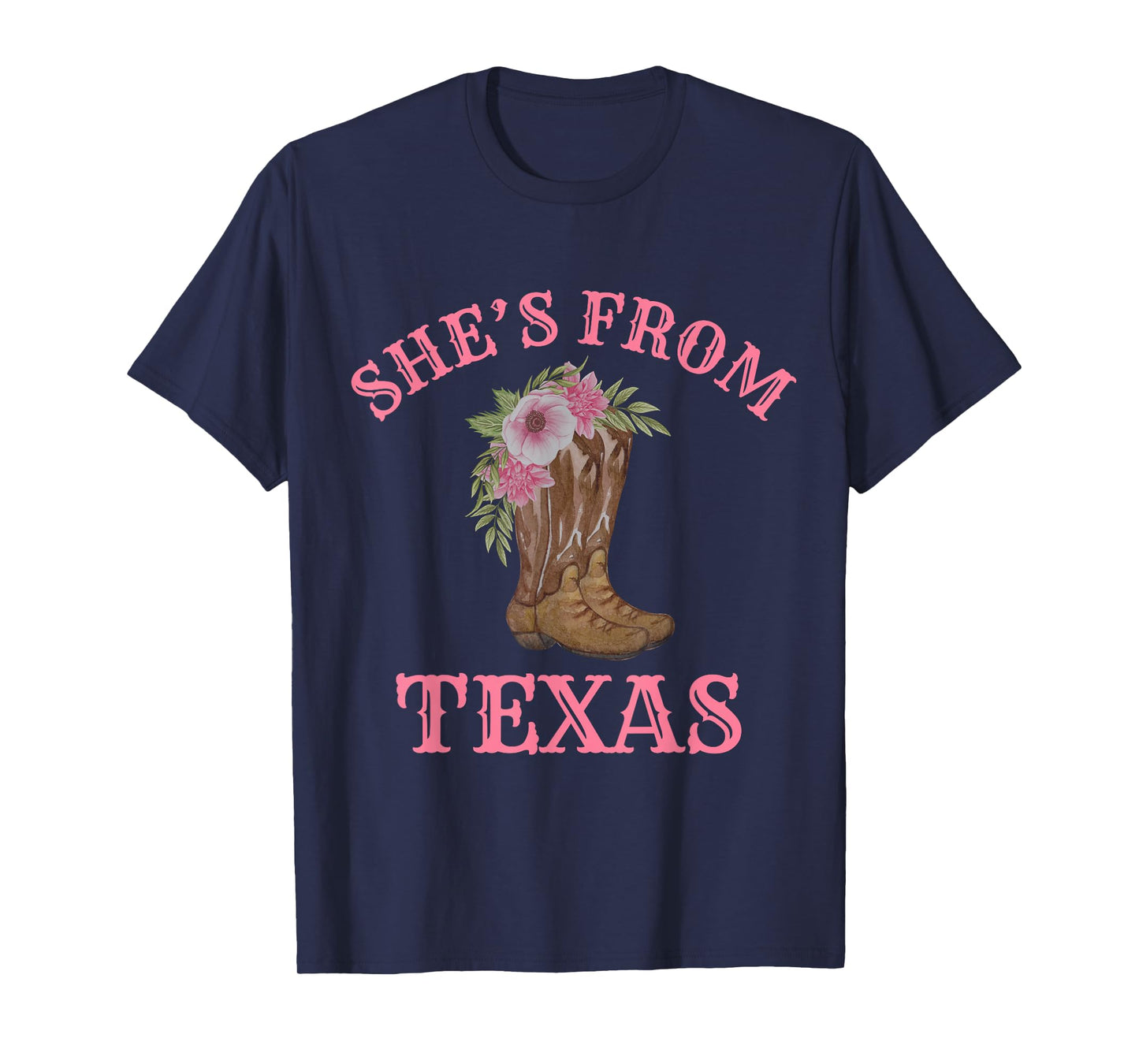 She's from Texas, Cowgirl Boots with Flowers T-Shirt