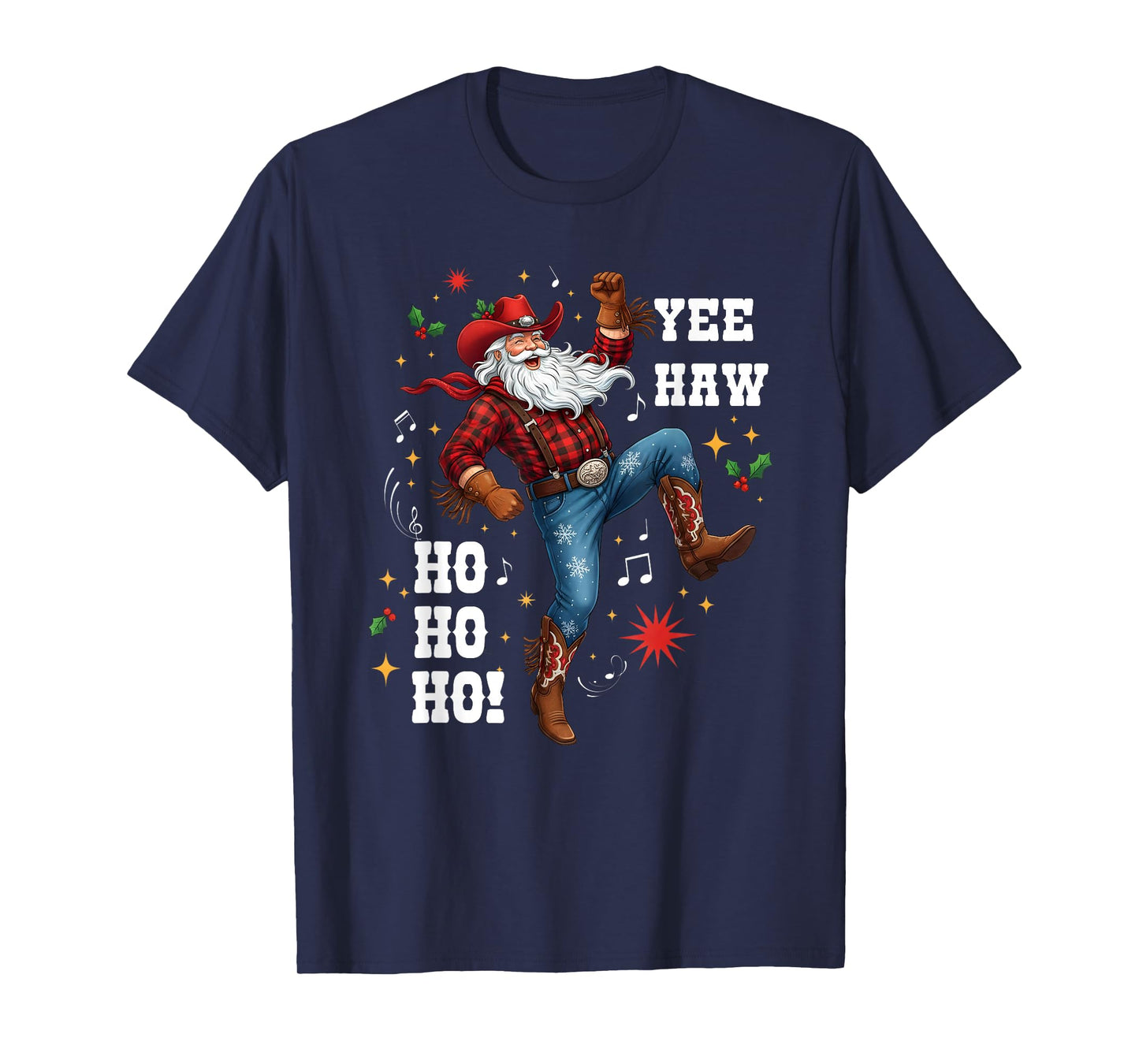 Yee Haw Ho Ho Ho Cowboy Santa Cowboy Western Christmas T-Shirt