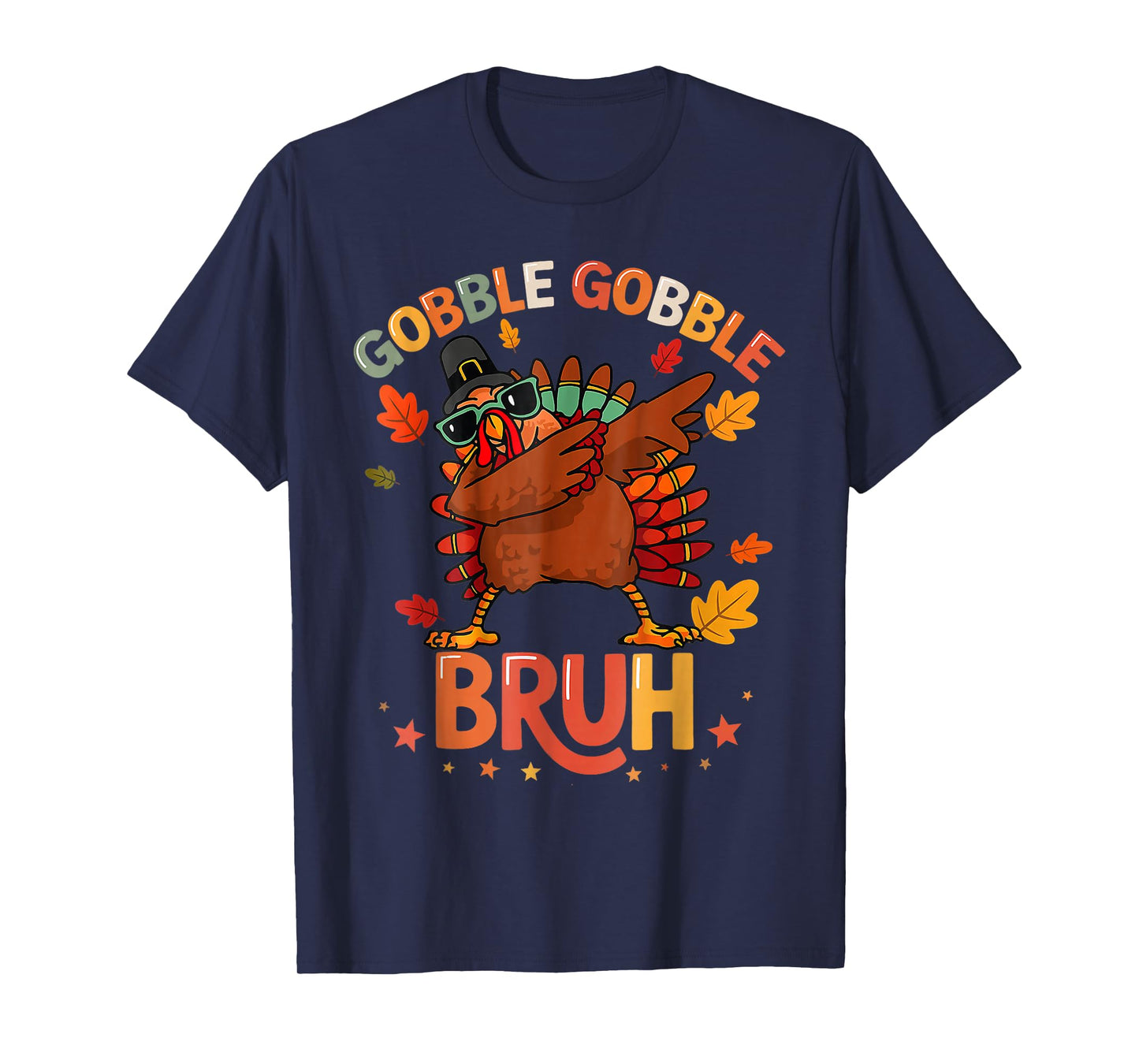 Bruh Funny Thanksgiving Dabbing Turkey Gobble Boys Girls Kid T-Shirt