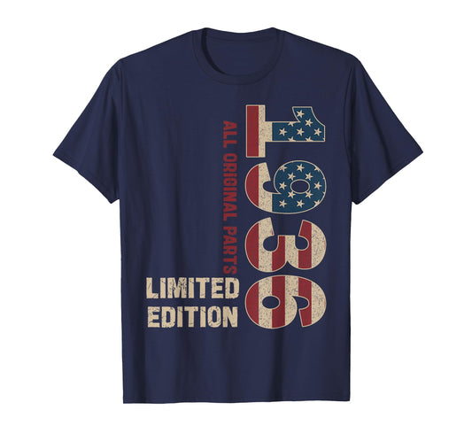 Vintage 1936 90th Birthday Decorations Flag 90 Years Old Men T-Shirt