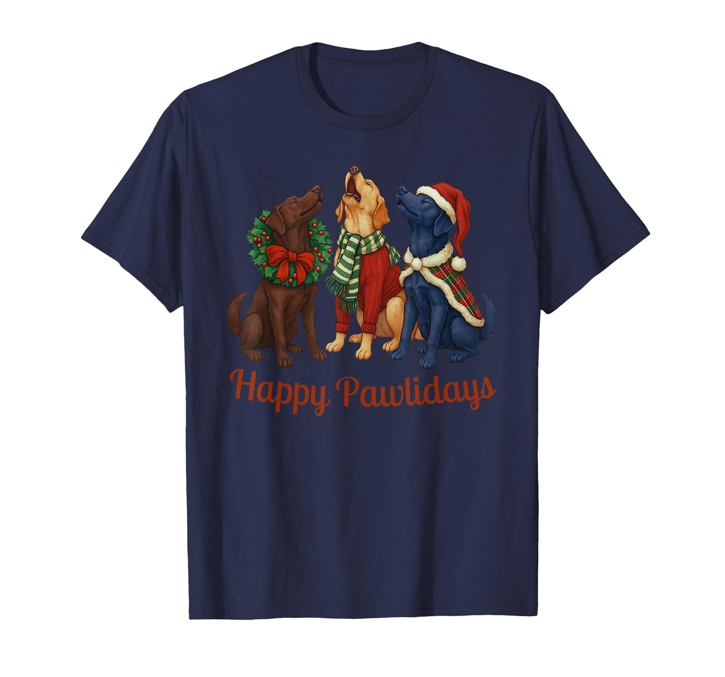 Happy Pawlidays Funny Santa Labrador Retriever Dog Christmas T-Shirt