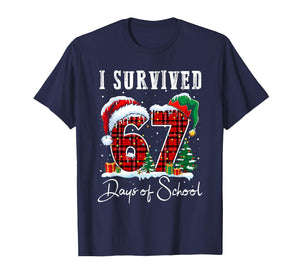 I Survived 67 Days of School Christmas Candy Cane Six Seven T-Shirt