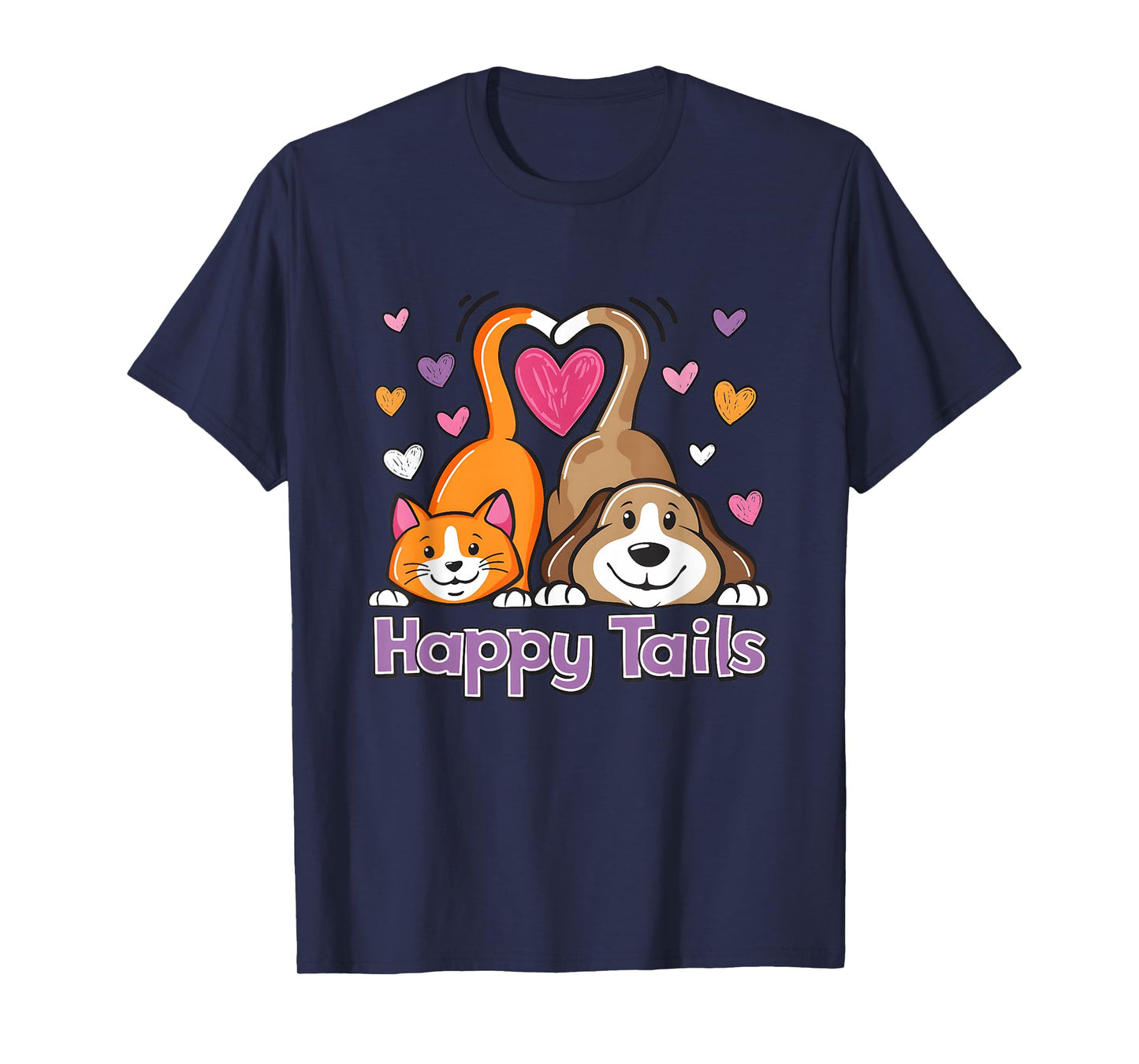 Happy Tails Valentines Shirt Cute Vet Tech Veterinarian T-Shirt