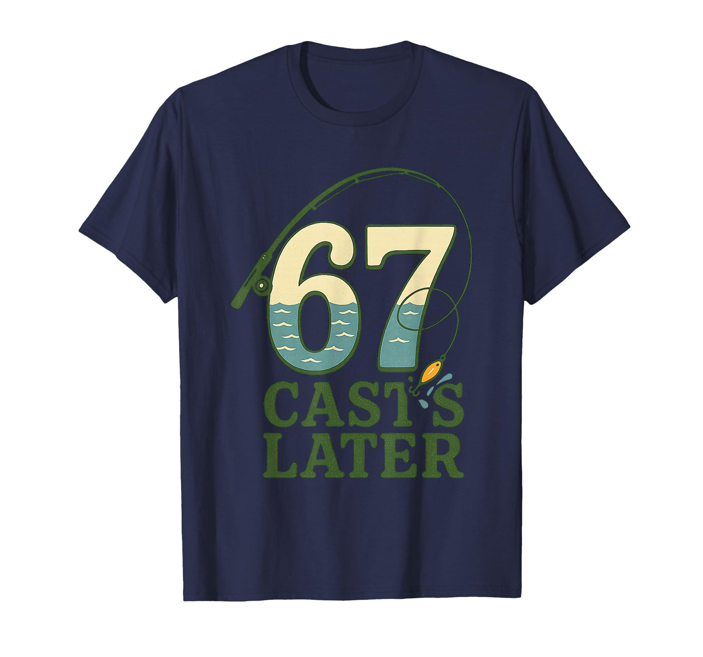 6 7 Meme Gen Alpha Retro Fishing Rod Lure Angler Bass Fisher T-Shirt