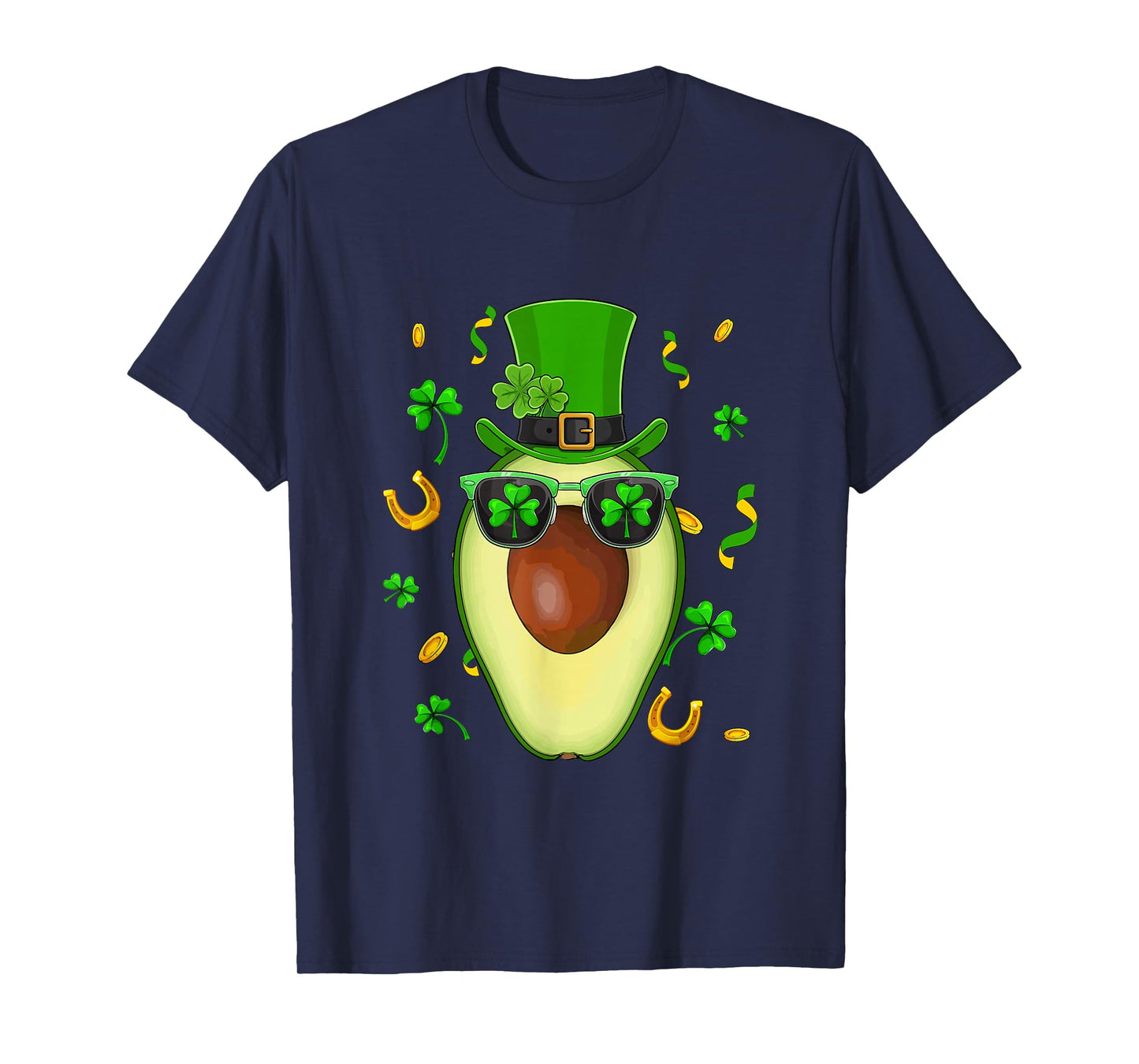 Avocado Sunglasses Shamrocks St. Patrick's Day Irish Vegan T-Shirt