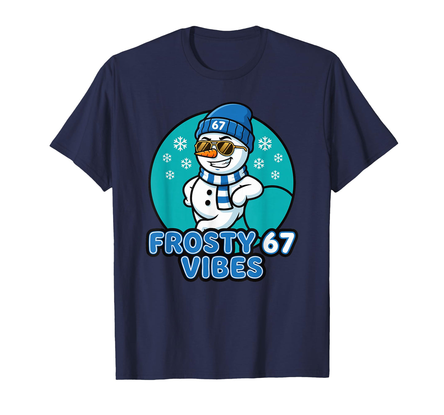 Frosty Vibes 67 Snowman Six Seven Meme Funny Winter Kids Men T-Shirt