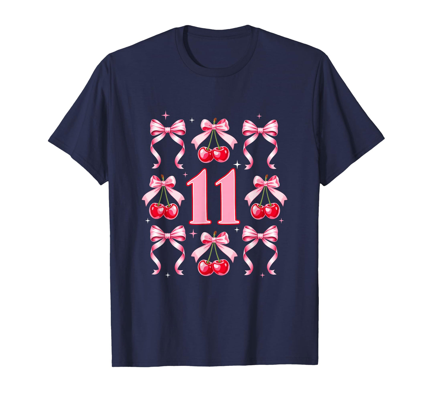 Birthday Girl 11Th Birthday Cherry Coquette Bow 11 Years Old T-Shirt