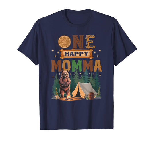 One Happy Momma Camper 1St Birthday Camping Bear T-Shirt